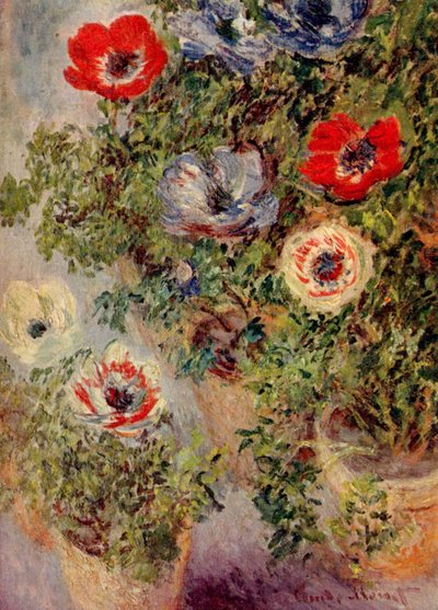 Stilleven met anemonen door Claude Monet